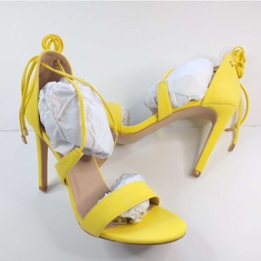 Glaze Womens Gladiator Strappy Stiletto Heels Sandals Yellow Size 8.5